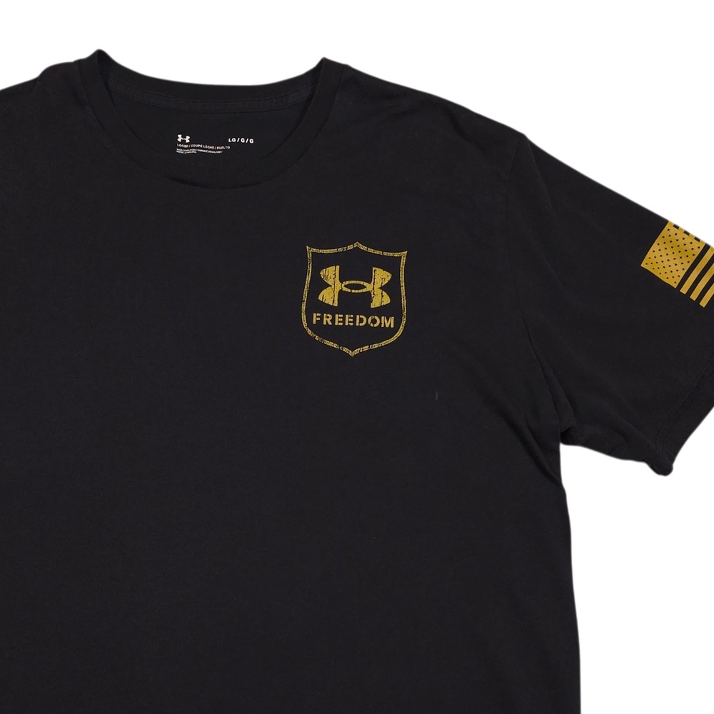 Under Armour Freedom Eagle Graphic T-Shirt Mens Large Black Loose Fit Tee